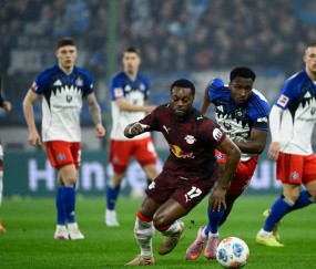 德甲第24轮：莱比锡2-1逆转汉堡，24岁巴西悍将罗慕洛精彩脚后跟破门